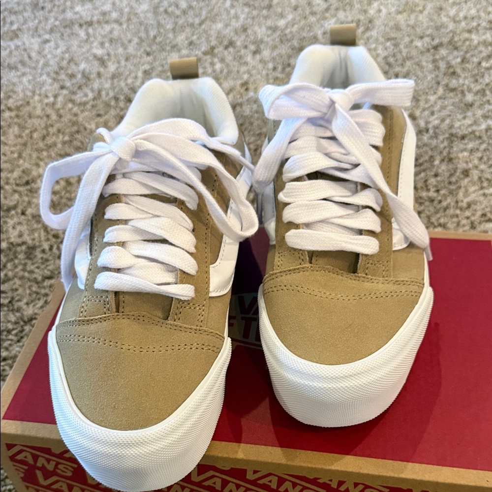 Vans Classic Beige and White Sneakers